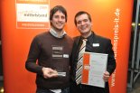 Arne Schinkel (li., Geschäftsführer der QNC GmbH) und Michael Friedmann (re., ebenfalls Geschäftsführer der QNC GmbH). Sie gewannen mit ihrem Produkt „123recht.net“ in der Kategorie „Beratung und Consulting“ und wurden für den Landessieg Niedersachsen nominiert.